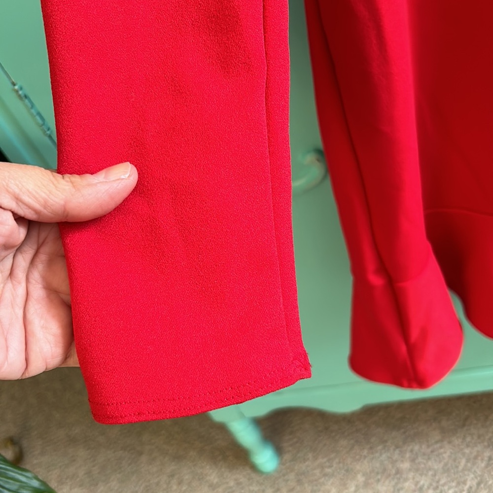 Chic Red Ruffle Midi Dress - Picture 5 of 7